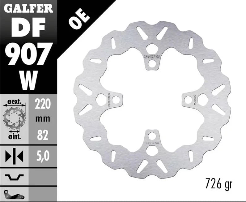 Galfer Wavy Rotor - Rear - 2016+ Thruxton R/RS, Speed Twin 1200 - DF907W