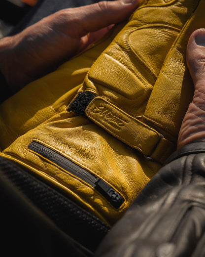 Motone Forno Heated Motorcycle Goatskin Leather Riding Gloves - Yellow