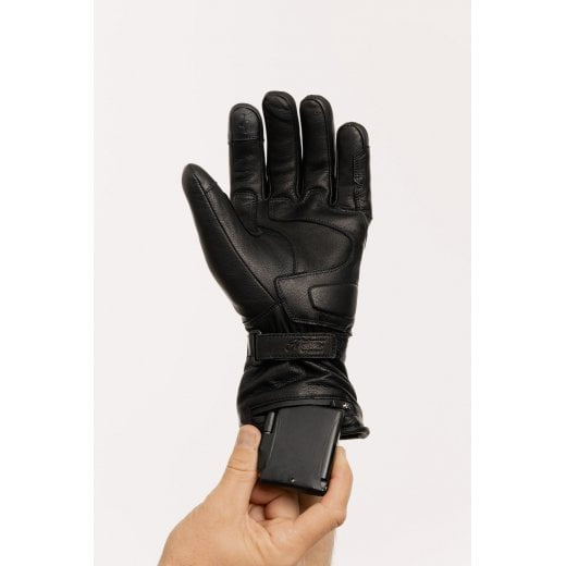 Motone Forno Heated Motorcycle Goatskin Leather Riding Gloves - Black