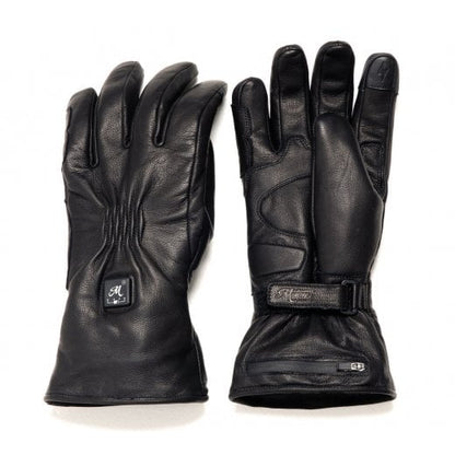Motone Forno Heated Motorcycle Goatskin Leather Riding Gloves - Black