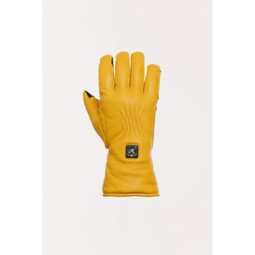 Motone Forno Heated Motorcycle Goatskin Leather Riding Gloves - Yellow