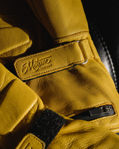 Motone Forno Heated Motorcycle Goatskin Leather Riding Gloves - Yellow