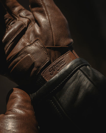 Motone Forno Heated Motorcycle Goatskin Leather Riding Gloves - Brown