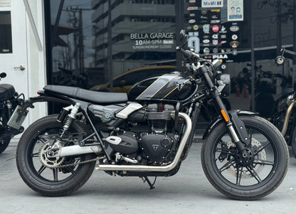 Bella Garage Outlaw Full Exhaust System Drag Pipes - Triumph Bonneville T100 / T120, Street Twin 900, Speed Twin 900