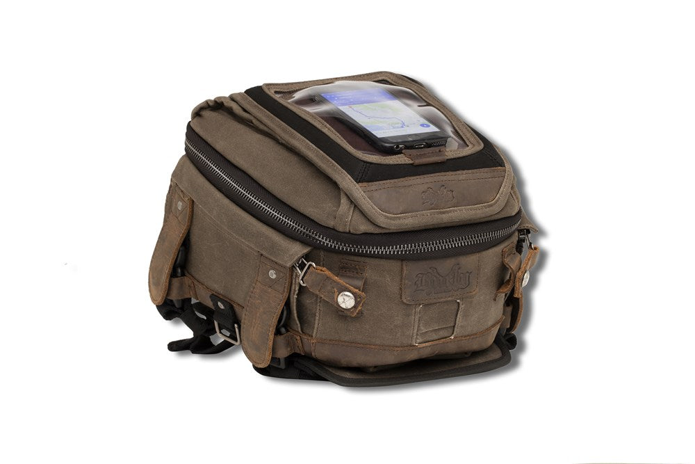 Burly Brand Voyager Tank / Tail Bag - Black or Dark Oak Brown