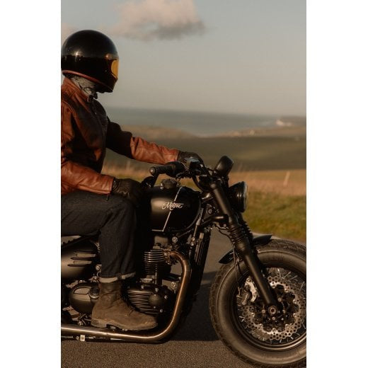 Motone Forno Heated Motorcycle Goatskin Leather Riding Gloves - Black