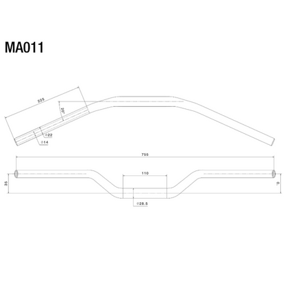 Rizoma MA011B Handlebars - Black - 1 1/8” bars