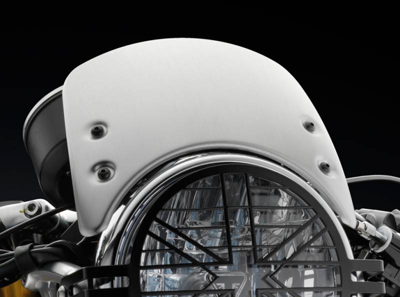Rizoma Low Windscreen with Bracket Kit - Silver - Triumph Thruxton R / RS, Speed Twin 1200
