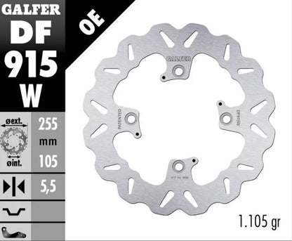 Galfer Wavy Rotor - Rear - 2016+ Bonneville T100/T120, Bobber, Street Twin, Speed Twin 900, Street Scrambler 900 - DF915W