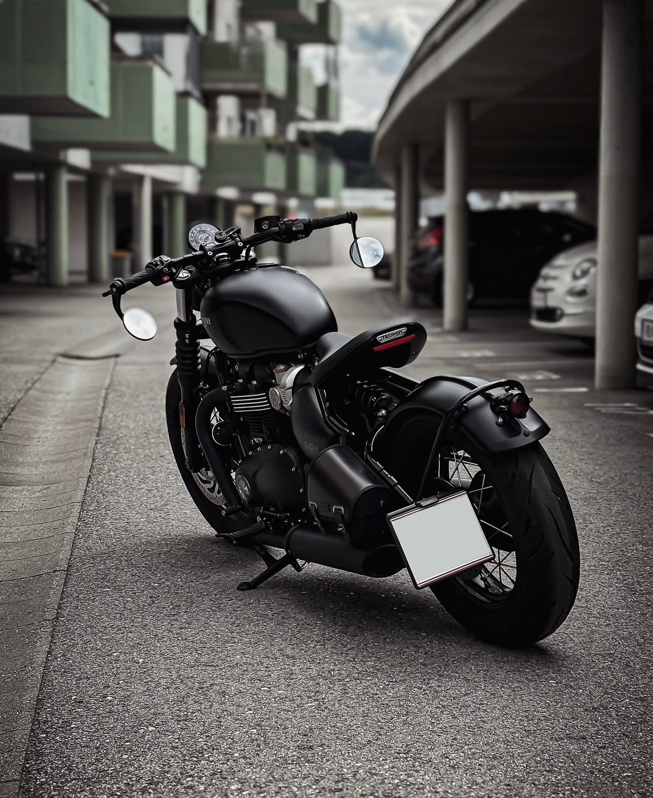 Triumph Bobber Fender Tail Light Mount with light - Black