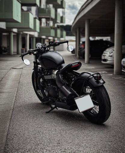 Triumph Bobber Fender Tail Light Mount with light - Black