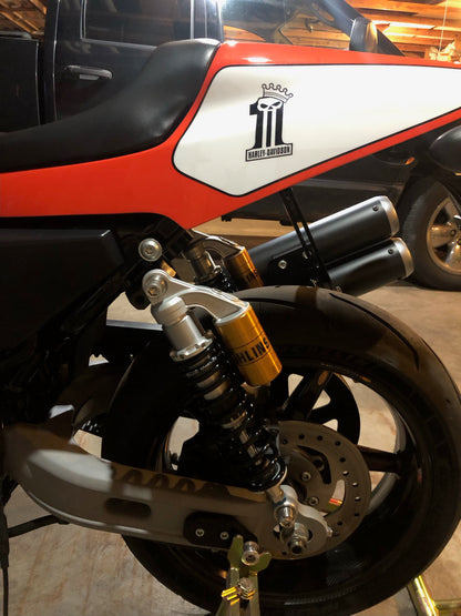 Ohlins Reservoir / Piggyback S36PL Shocks - 14.25” - Air Cooled Thruxton / Scrambler / Harley Davidson XR1200 / XR1200X - HD907
