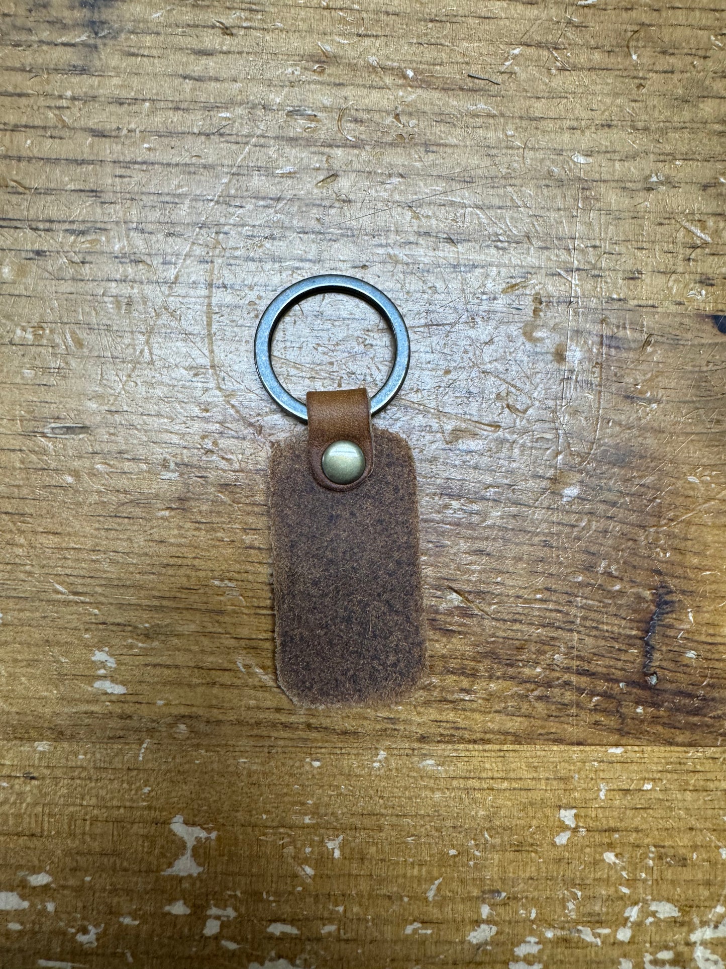 A&J Cycles Bolt Leather Keychain - Brown