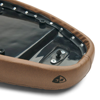 British Customs True Tuck and Roll Slammer Seat - Brown - Street Twin, T120, T100, Street Scrambler