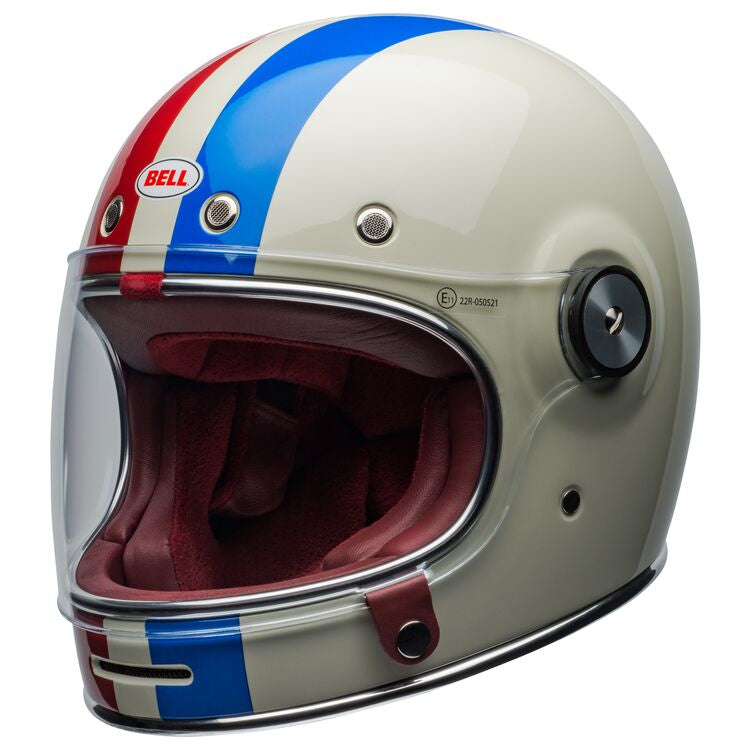 Bell Bullitt Helmet -  COMMAND GLOSS VINTAGE WHITE/OXBLOOD/BLUE