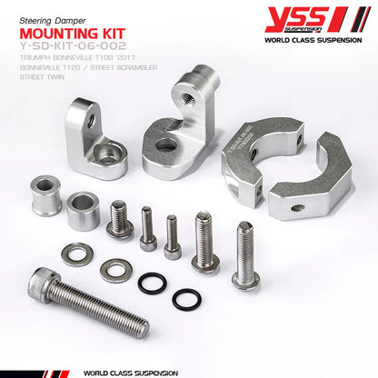 YSS Steering Damper Kit - side mount - Triumph Street Twin, Speed Twin 900, Bonneville T100, T120, Street Cup