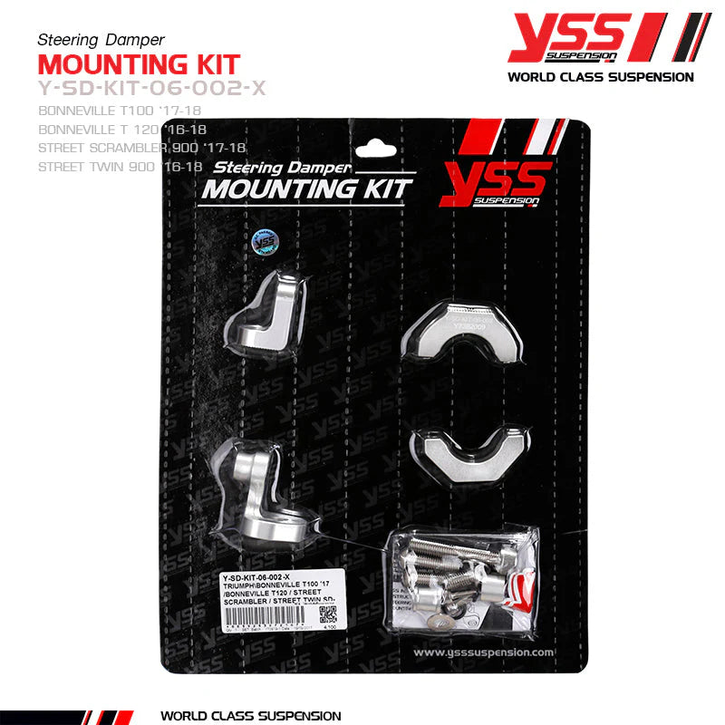 YSS Steering Damper Kit - side mount - Triumph Street Twin, Speed Twin 900, Bonneville T100, T120, Street Cup