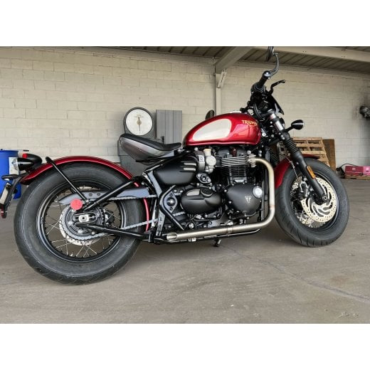 Motone H-Bomb Full Exhaust - Stainless - Triumph Bobber