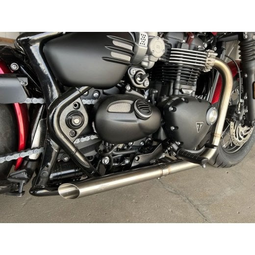 Motone H-Bomb Full Exhaust - Stainless - Triumph Bobber