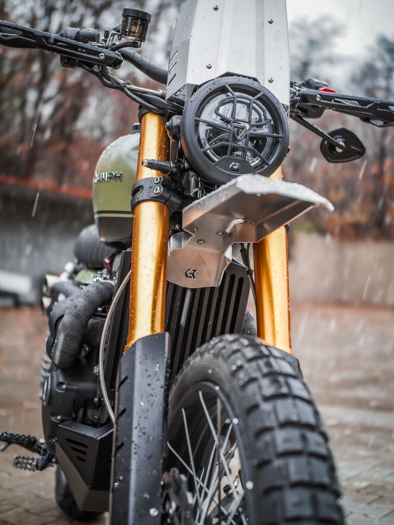 Dakar Aluminum High Front Fender - Black or Silver - Triumph Scrambler 1200