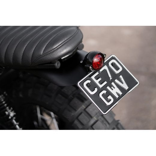 Motone HIGH-TAIL Custom Short Rear Fender Bundle with light, harness and plate mount - Black - 2016+ Triumph Modern Classics