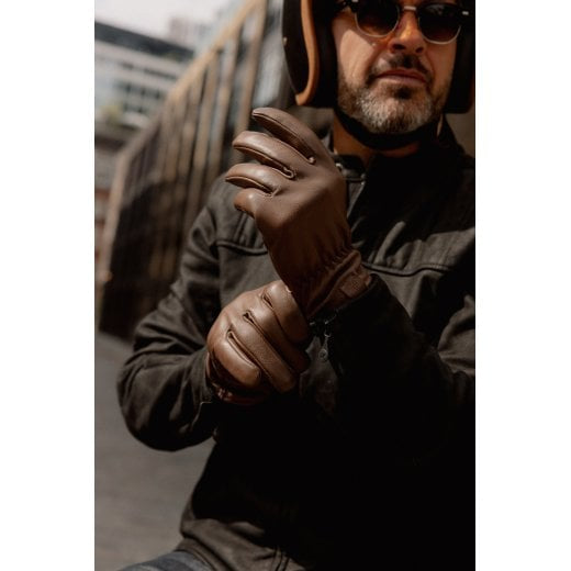 Motone Spirit - Motorcycle Riding Gloves - Analine Leather - Chocolate Brown