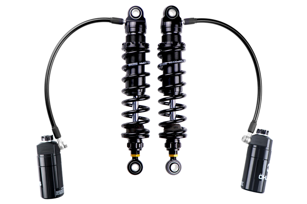 Ohlins 13” Blackline Reservoir Shocks with Black Reservoirs HD 051 - Harley Davidson Road Glide, Street Glide, CVO