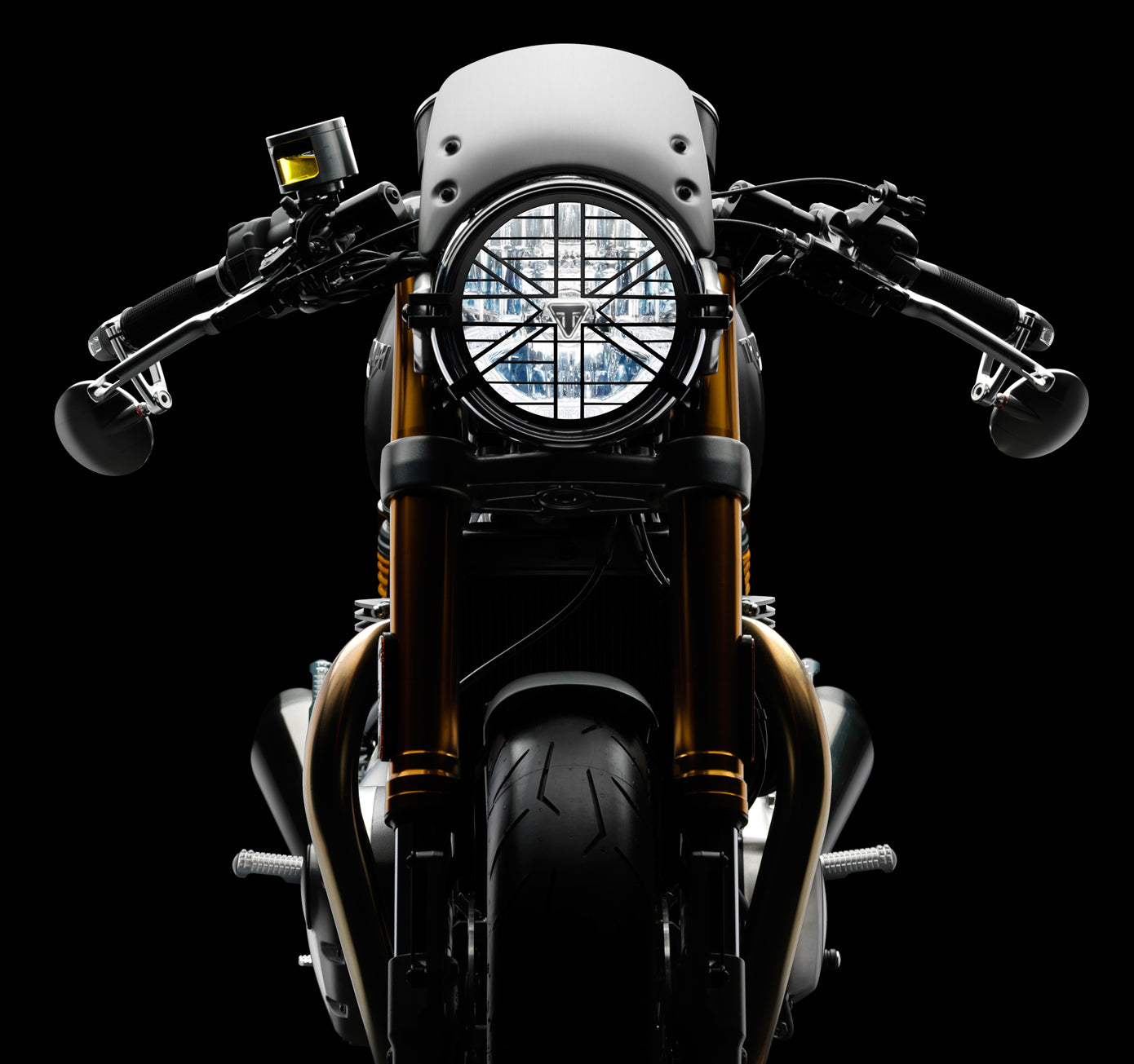 Rizoma Aluminum Low Headlight Fairing w/ Mounting Brackets - Black  - Triumph Thruxton R / RS