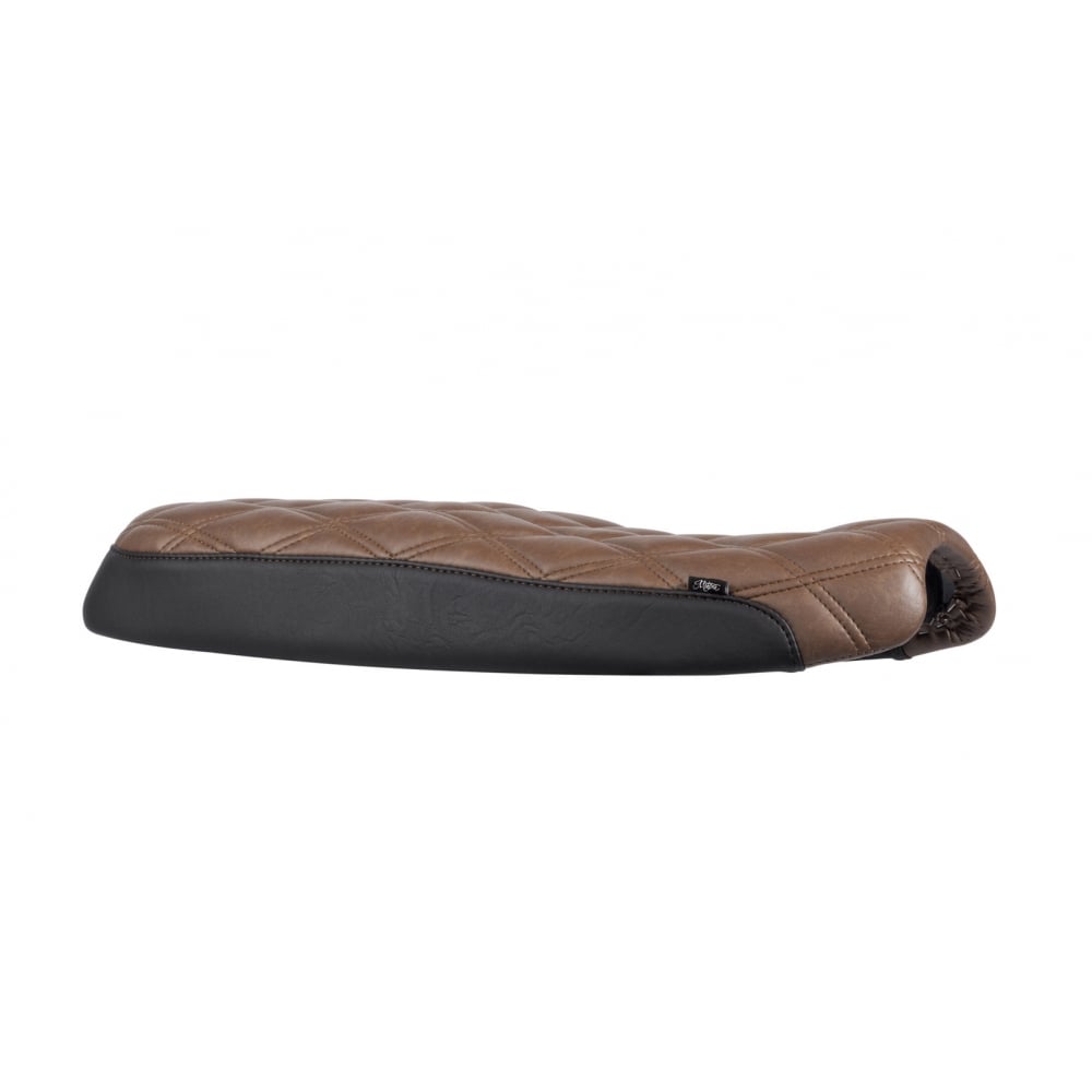 Motone Dual Comfort Seat - Diamond Back - Black and Brown - Air Cooled Triumph Bonneville, Thruxton, Scrambler