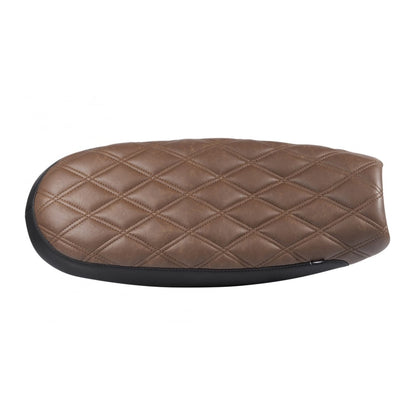 Motone Dual Comfort Seat - Diamond Back - Black and Brown - Air Cooled Triumph Bonneville, Thruxton, Scrambler