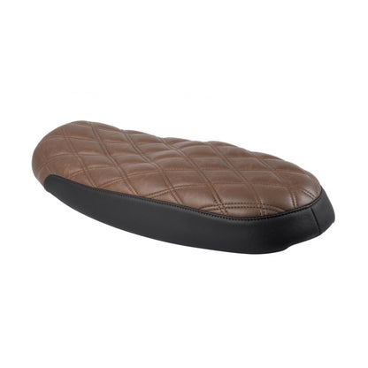 Motone Dual Comfort Seat - Diamond Back - Black and Brown - Air Cooled Triumph Bonneville, Thruxton, Scrambler