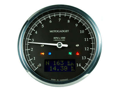 Motogadget Chronoclassic Dark Edition - 14,000 RPM - Polished Bezel