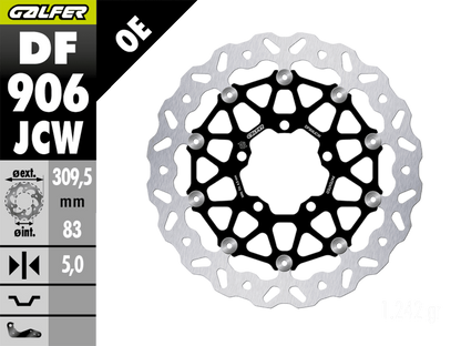 Galfer Floatech Wave Rotor - Front - 2016+ Thruxton R, Bonneville T120, Bobber, Bobber Black - DF906JCW