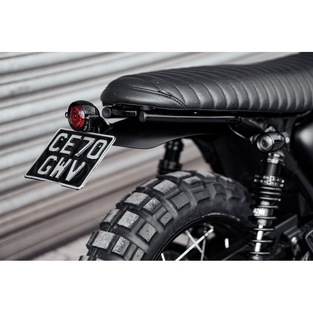 Motone High Tail Mudguard - Predrilled for Motone Pedestal Lights - Black - Air Cooled