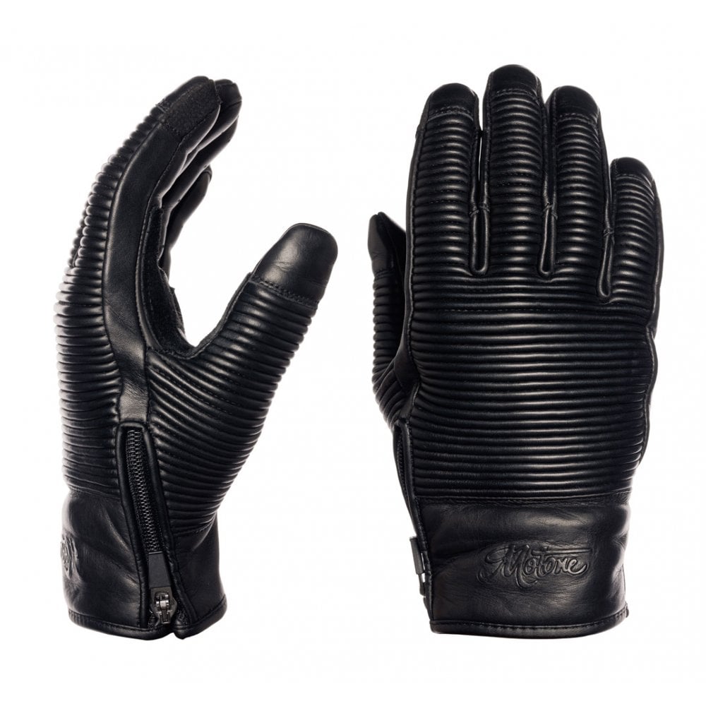 Motone JAEGER - Motorcycle Riding Gloves - Aniline Leather - Black