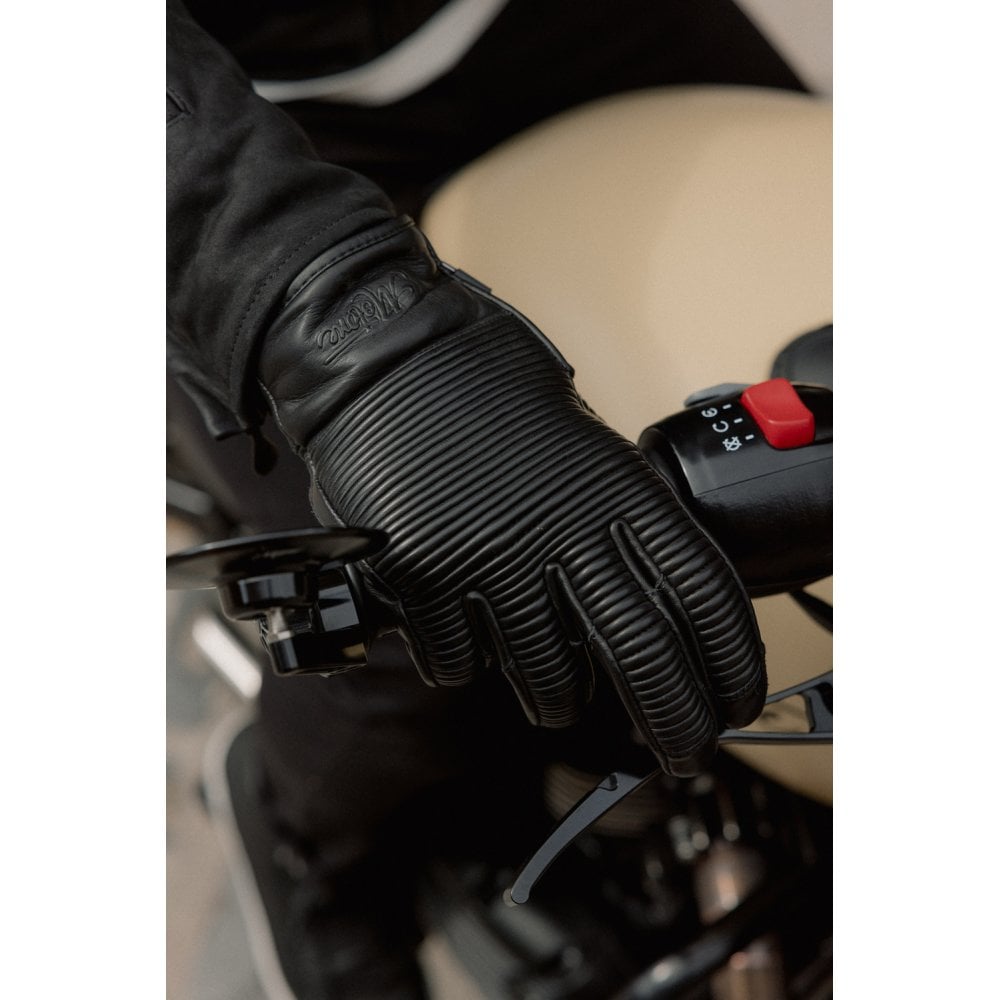 Motone JAEGER - Motorcycle Riding Gloves - Aniline Leather - Black