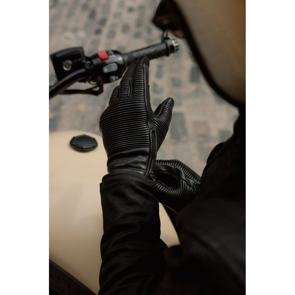 Motone JAEGER - Motorcycle Riding Gloves - Aniline Leather - Black