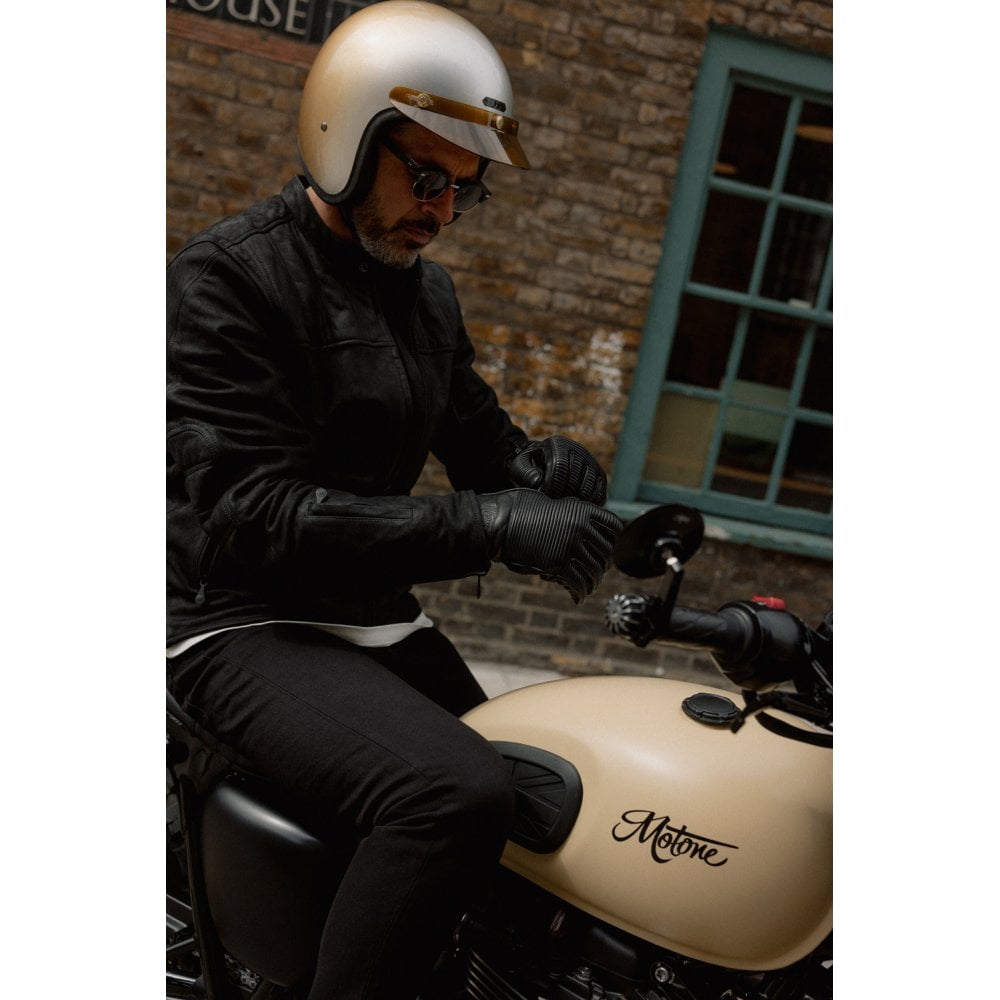 Motone JAEGER - Motorcycle Riding Gloves - Aniline Leather - Black