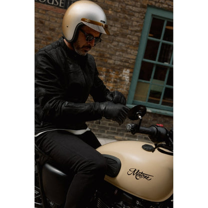 Motone JAEGER - Motorcycle Riding Gloves - Aniline Leather - Black