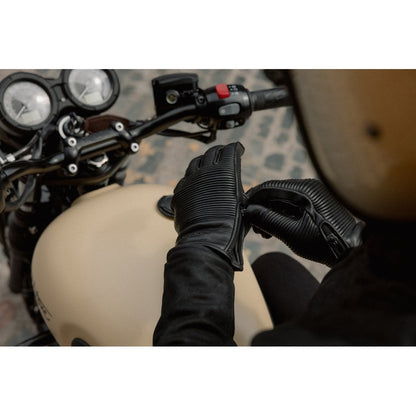 Motone JAEGER - Motorcycle Riding Gloves - Aniline Leather - Black