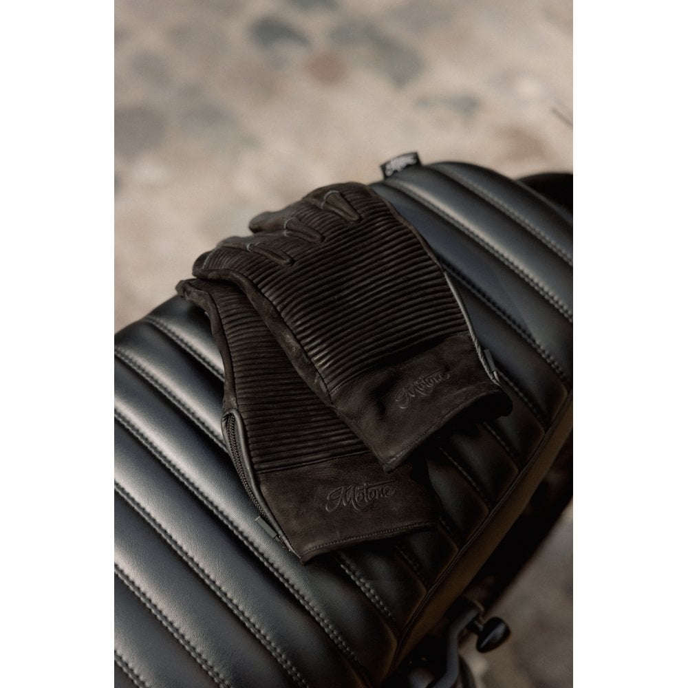 Motone JAEGER - Motorcycle Riding Gloves - Nubuck Leather - Black