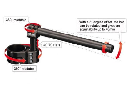 ABM MultiClip Tour Clip Ons 41MM, 43MM, 55MM  Forks - Triumph Classics, R Nine T Pure, Scrambler