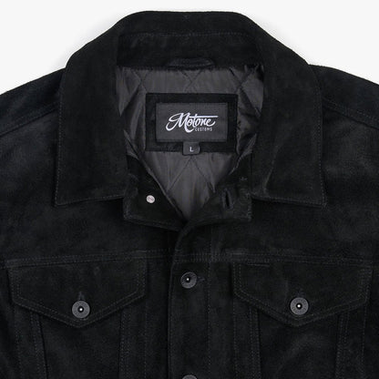 Motone Roughneck Reverse Suede Trucker Jacket - Black