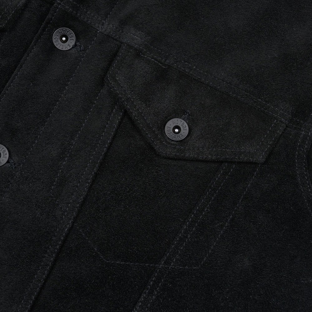 Motone Roughneck Reverse Suede Trucker Jacket - Black
