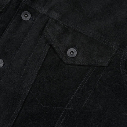 Motone Roughneck Reverse Suede Trucker Jacket - Black