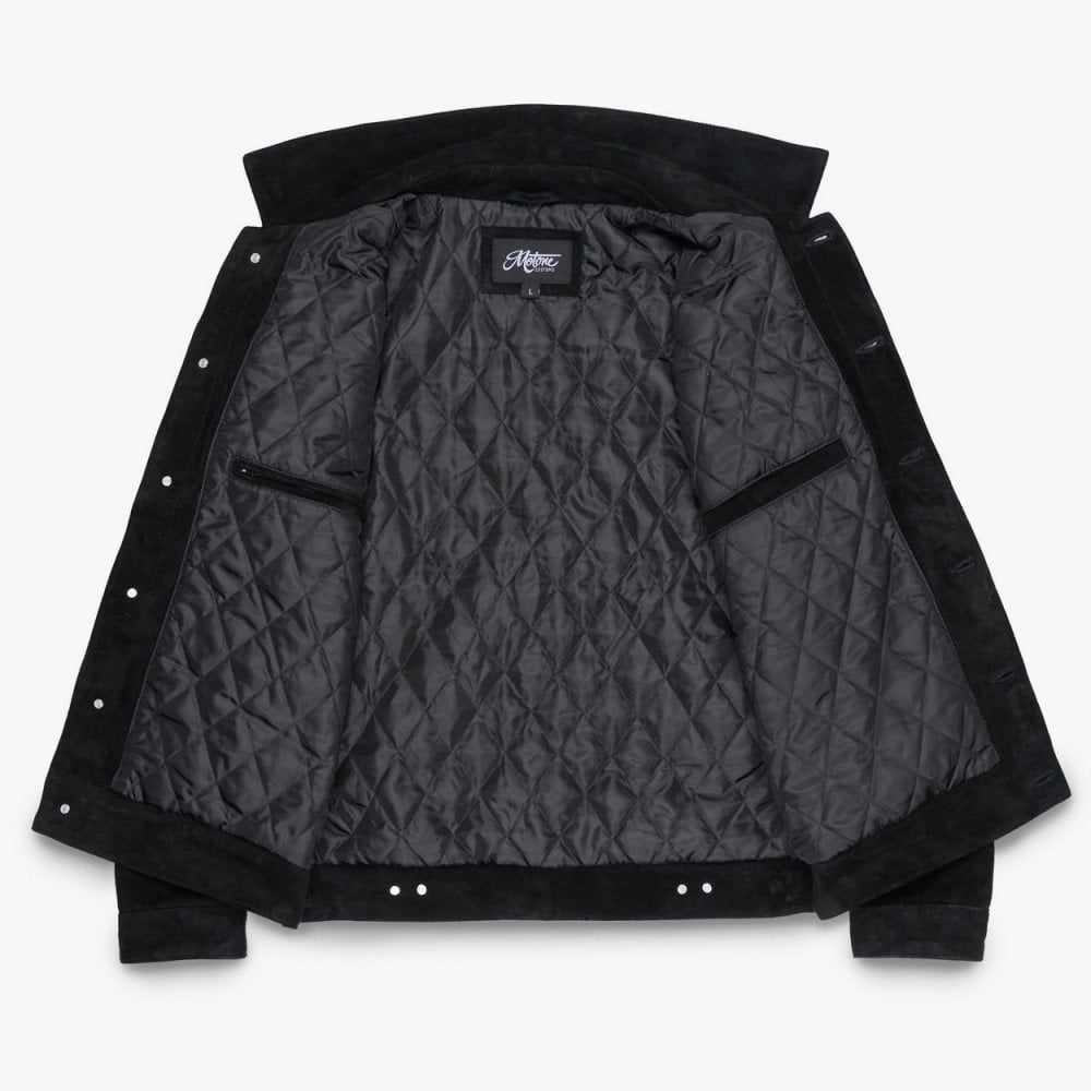 Motone Roughneck Reverse Suede Trucker Jacket - Black