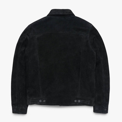Motone Roughneck Reverse Suede Trucker Jacket - Black