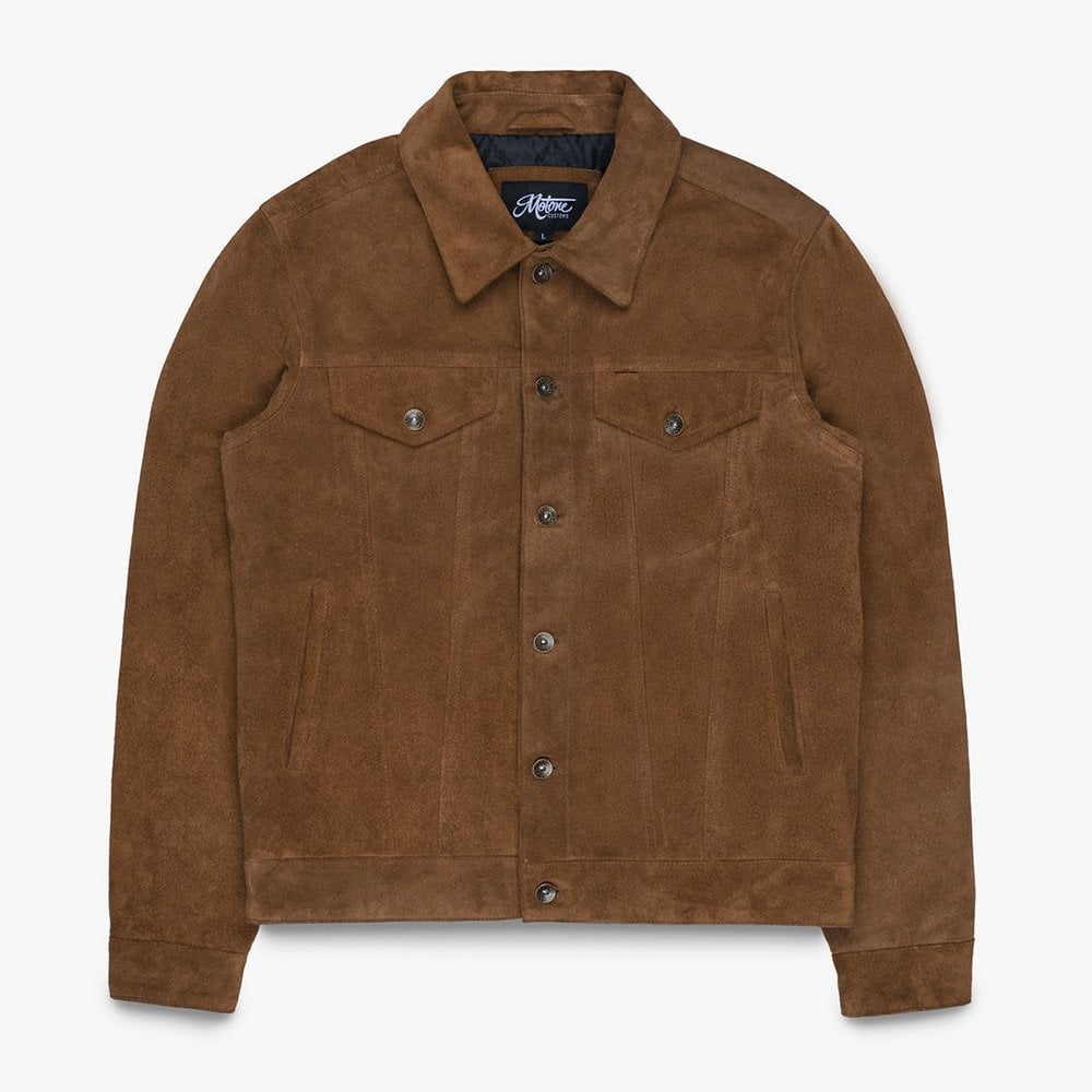 Motone Roughneck Reverse Suede Trucker Jacket - Otter Brown