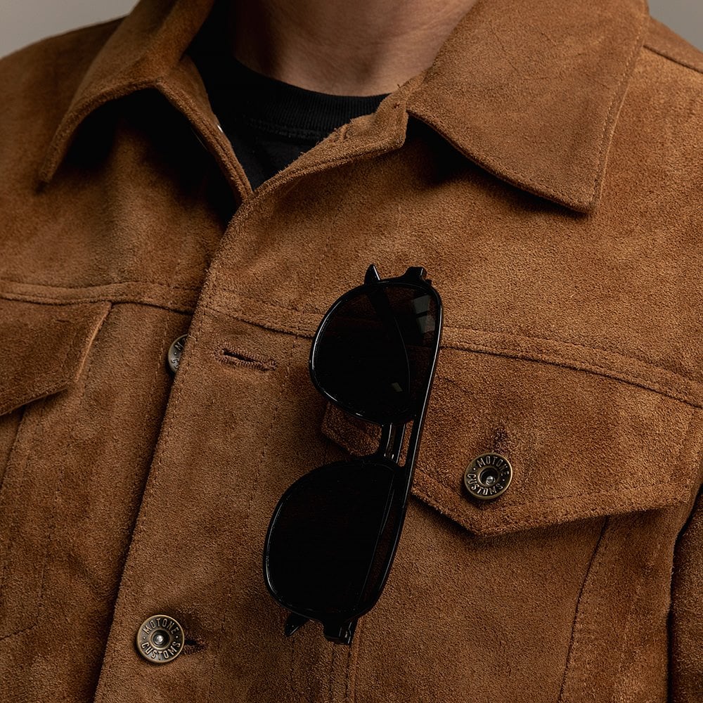 Motone Roughneck Reverse Suede Trucker Jacket - Otter Brown