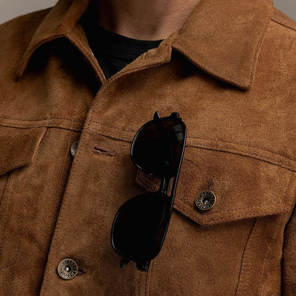 Motone Roughneck Reverse Suede Trucker Jacket - Otter Brown